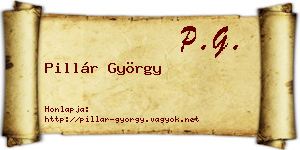 Pillár György névjegykártya
